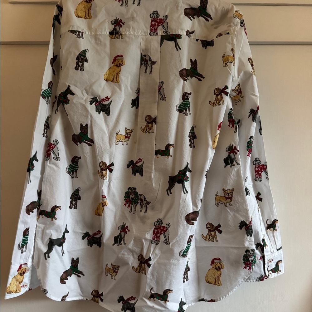 Talbots MODERN CLASSIC SHIRT - DOGS OF CHRISTMAS Size Large - never worn - Picture 5 of 9